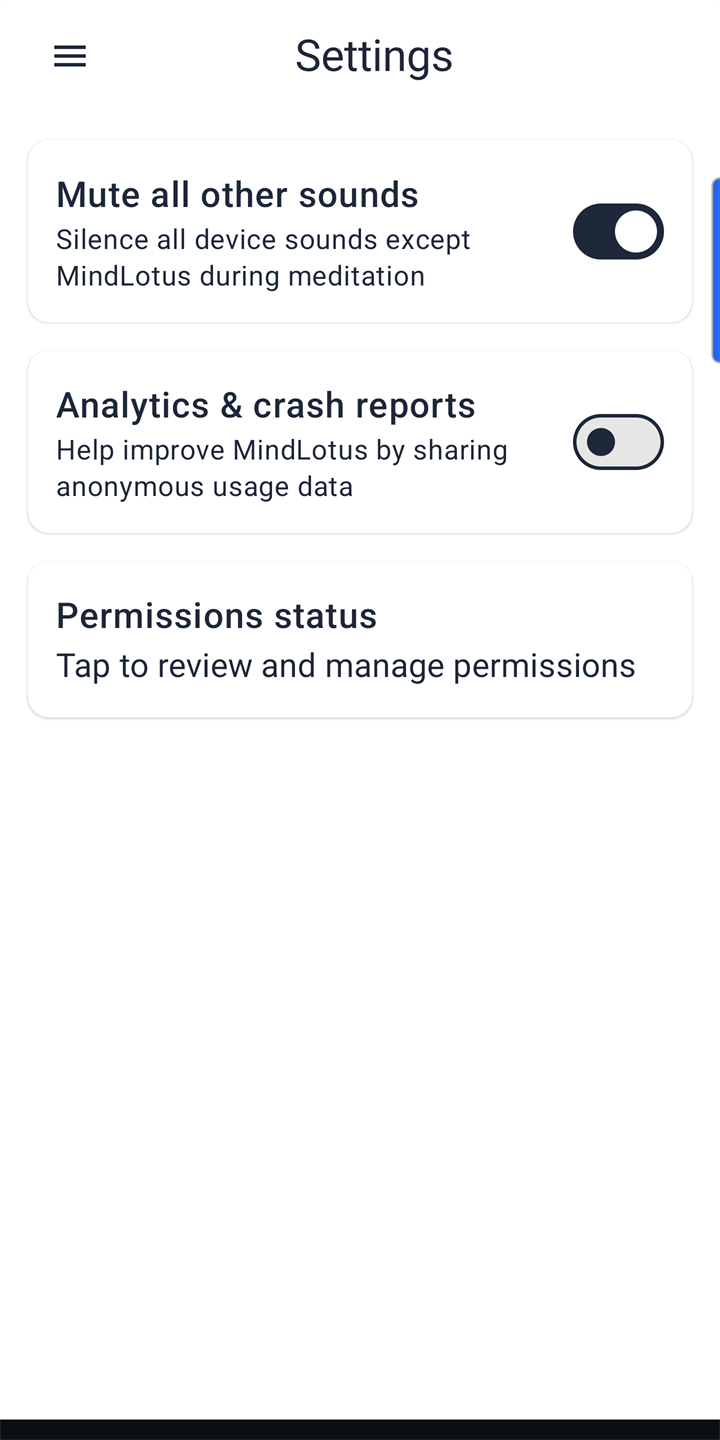 Screenshot of the in-app privacy and analytics opt-in settings