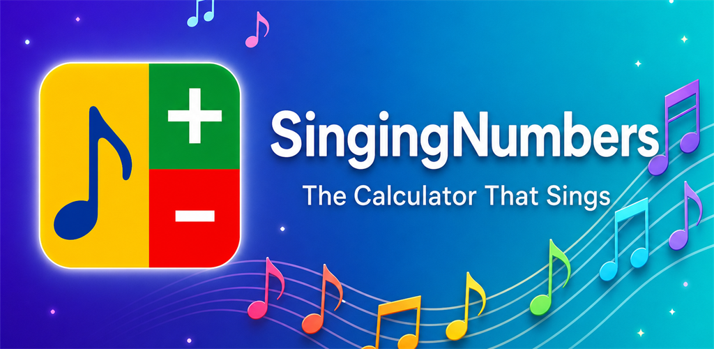 SingingNumbers — The Happy Calculator: rainbow keypad with a melodic visualization